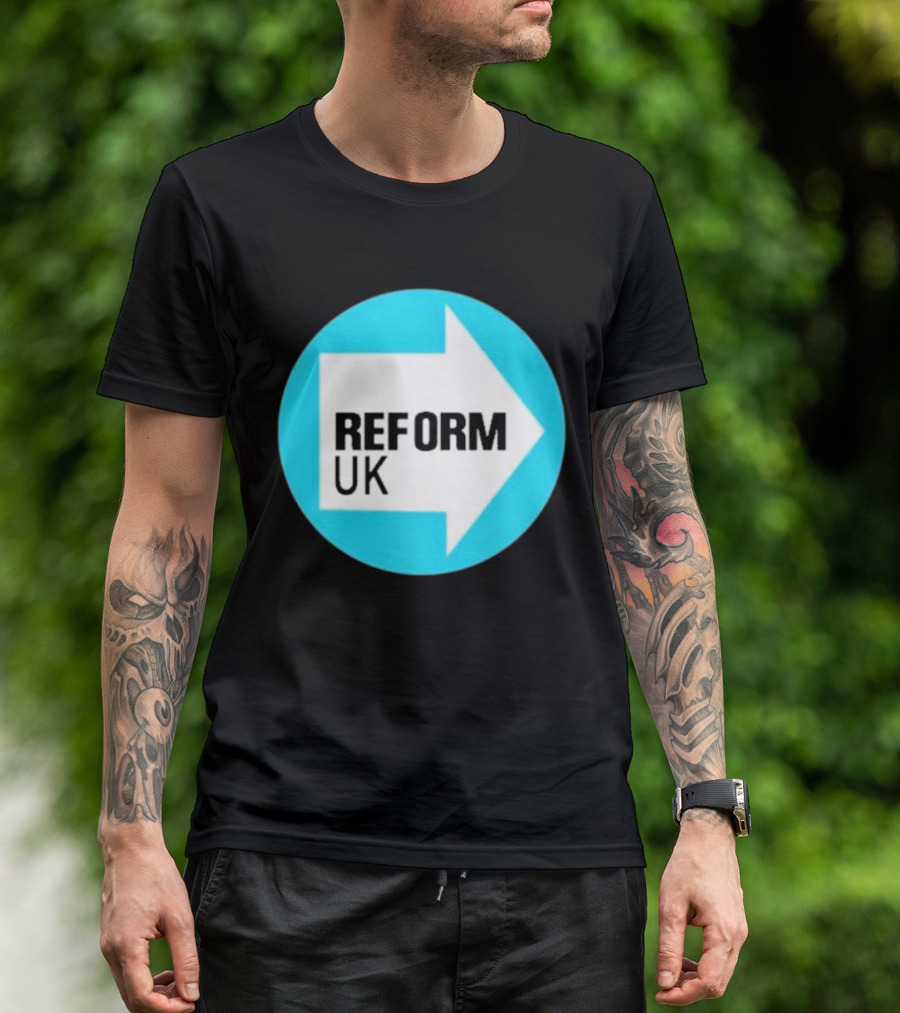 Reform UK Arrow Symbol Blue Circle T-Shirt