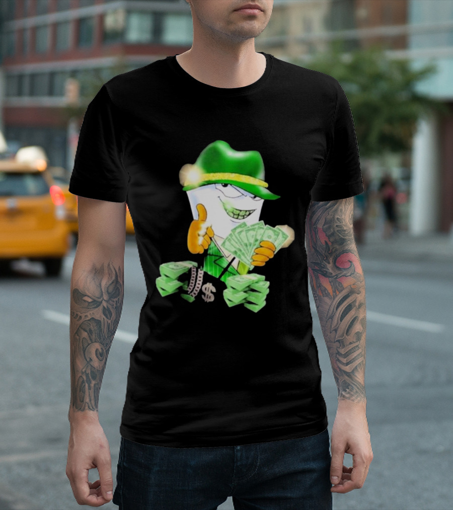 Thug Shake Money Master Shake with Cash and Green Hat T-Shirt
