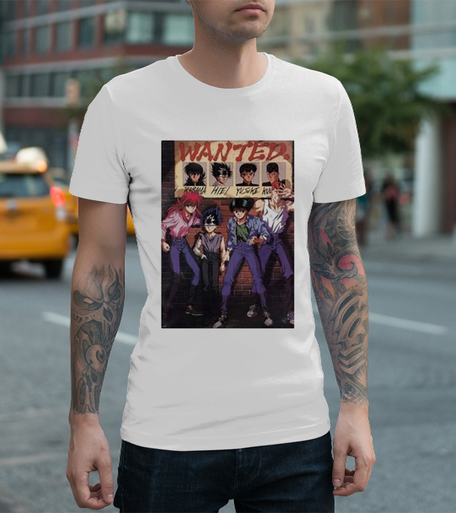 Wanted Kurama Hiei Yusuke Kuwabara Yu Yu Hakusho Anime Characters T-Shirt