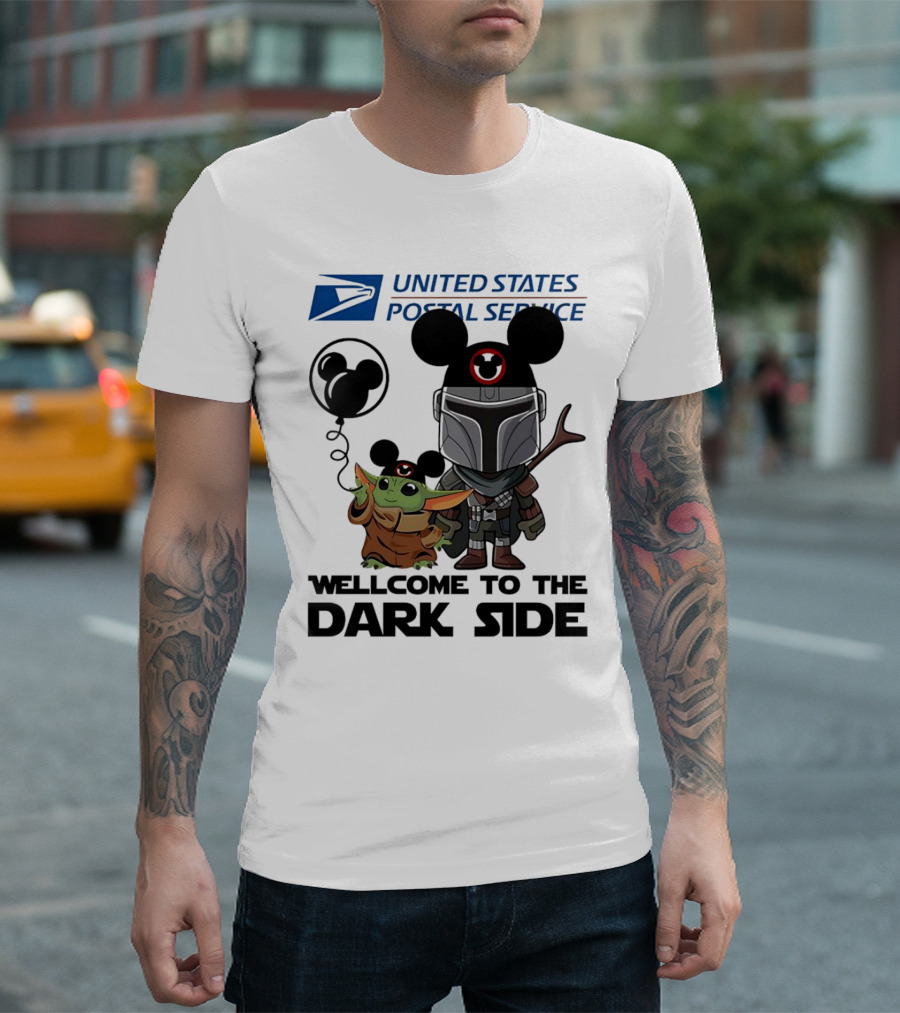 United States Postal Service Welcome To The Dark Side With Baby Yoda And The Mandalorian Mickey Ears T-Shirt