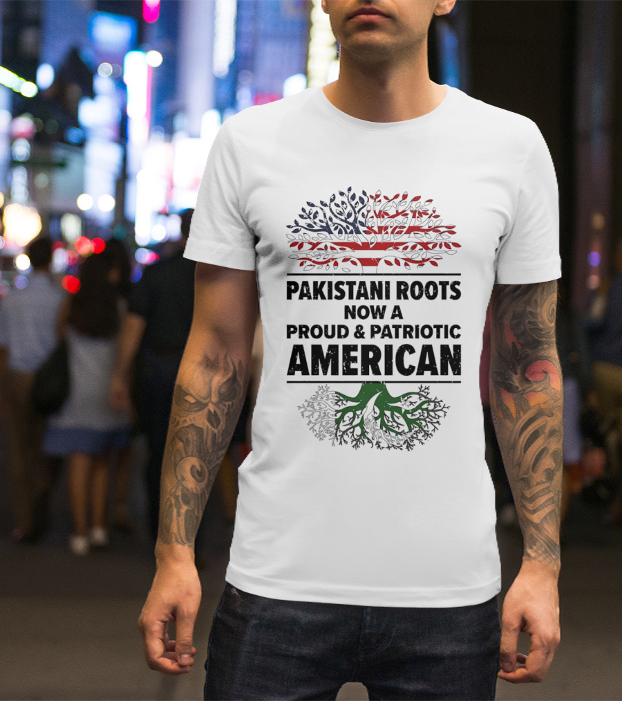 Pakistani Roots With Proud Patriotic American Flag Symbolism T-Shirt