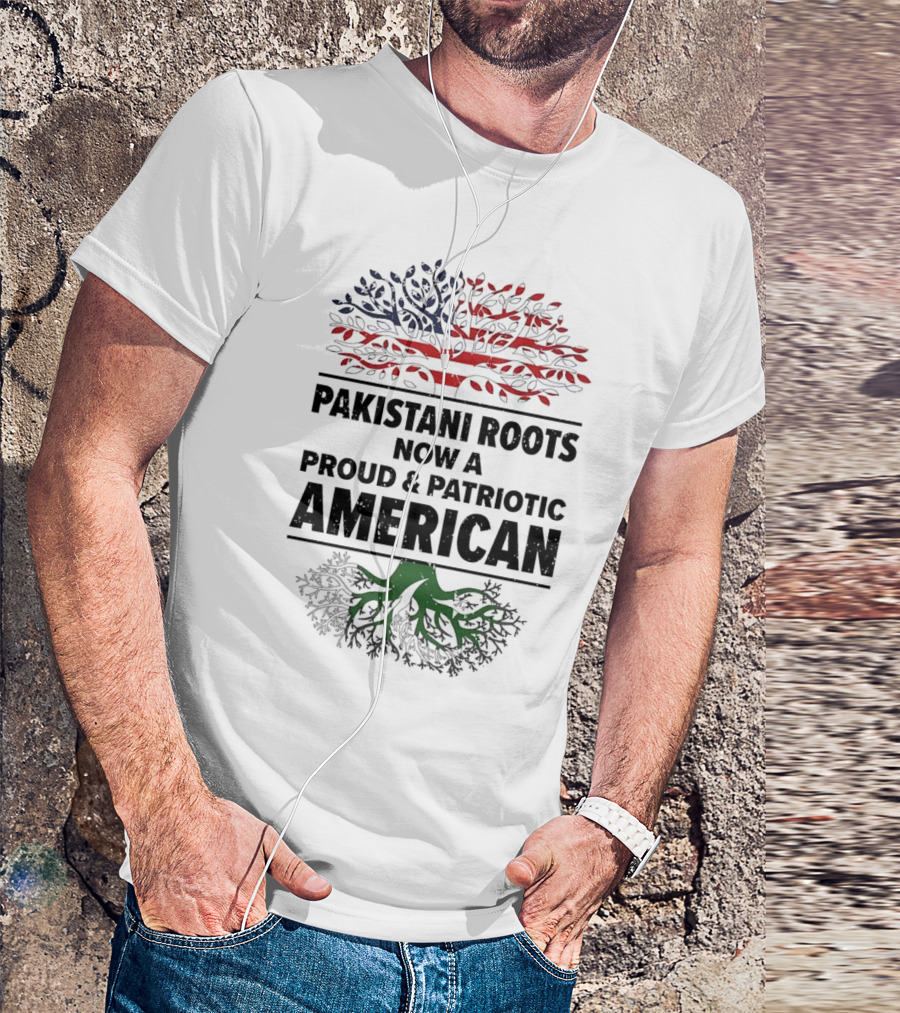 Pakistani Roots With Proud Patriotic American Flag Symbolism T-Shirt