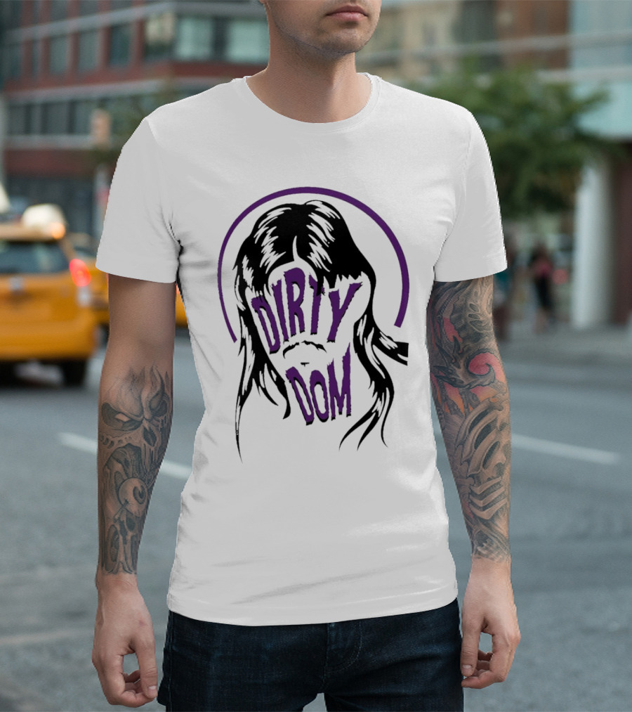 Dirty Dom Mullet Retro Style Black And Purple T-Shirt