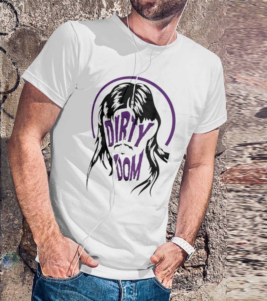 Dirty Dom Mullet Retro Style Black And Purple T-Shirt
