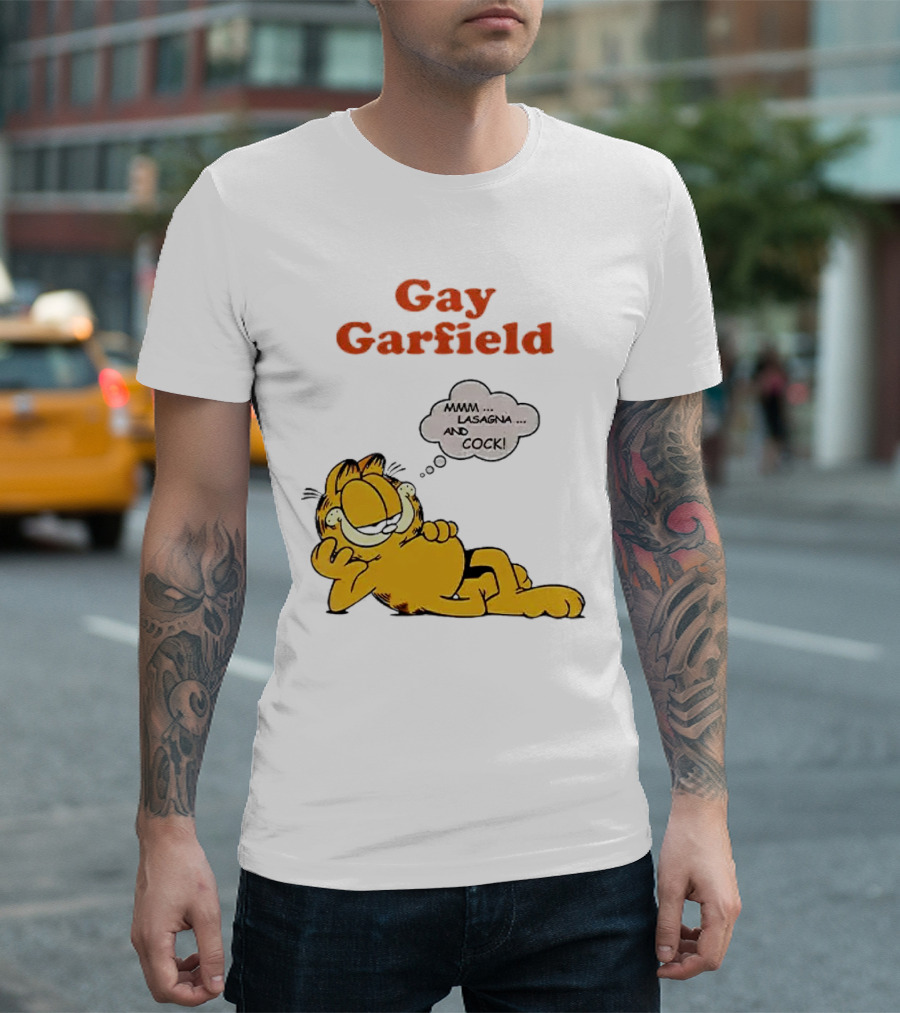Gay Garfield Mmm Lasagna And Cock Meme T-Shirt