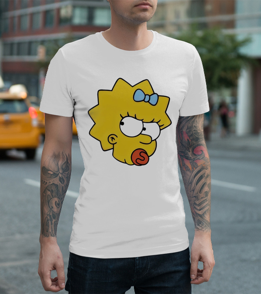 Manicita The Simpsons Maggie Angry Face with Pacifier and Bow T-Shirt