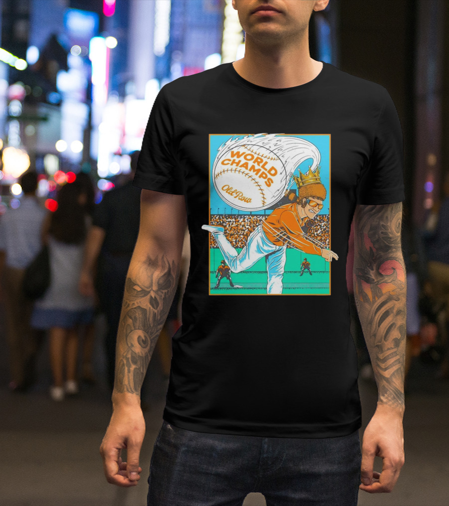 Tennessee Volunteers Baseball Old Row Knocksville World Champs Crowned Pitcher T-Shirt