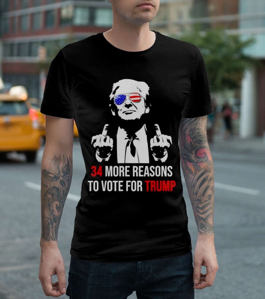 34 More Reasons to Vote for Trump USA Flag Glasses T-Shirt