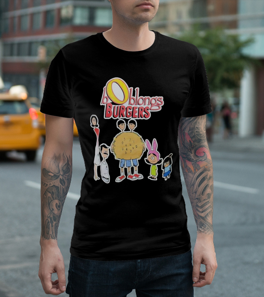 Boblongs Burgers Cartoon Characters Holding Burger T-Shirt