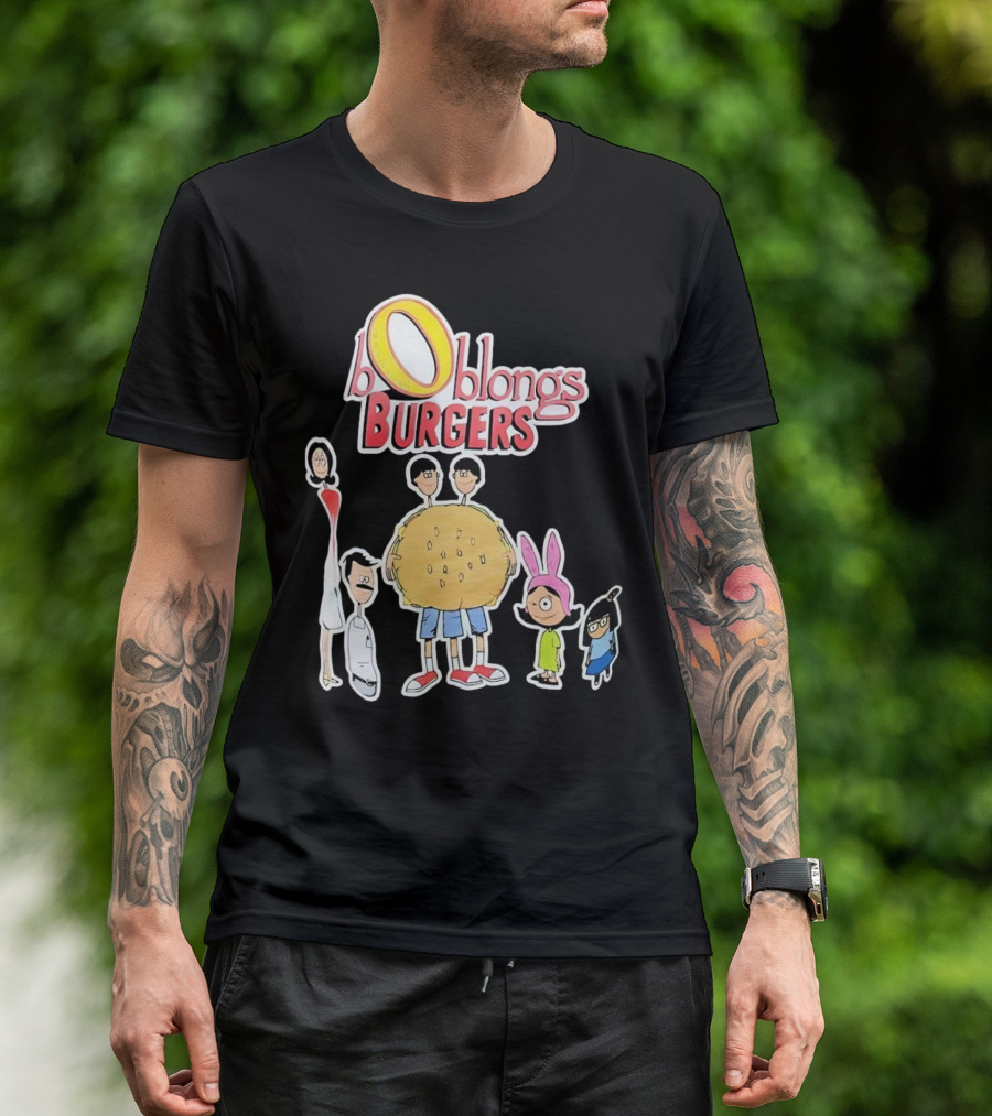 Boblongs Burgers Cartoon Characters Holding Burger T-Shirt