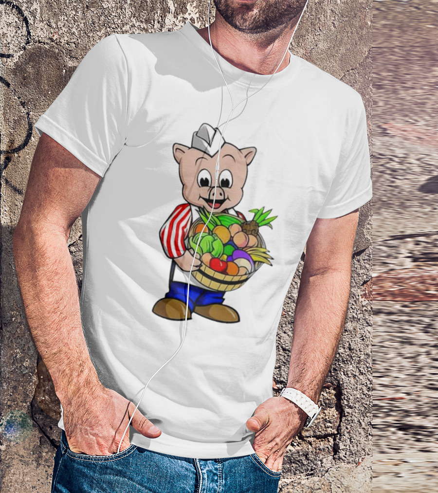 Piggly Wiggly Palmetto Pig With Basket Of Fresh Vegetables T-Shirt