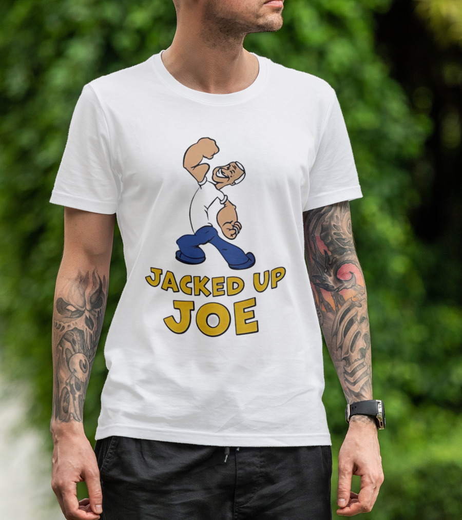 Jacked Up Joe Cartoon Flexing Character T-Shirt
