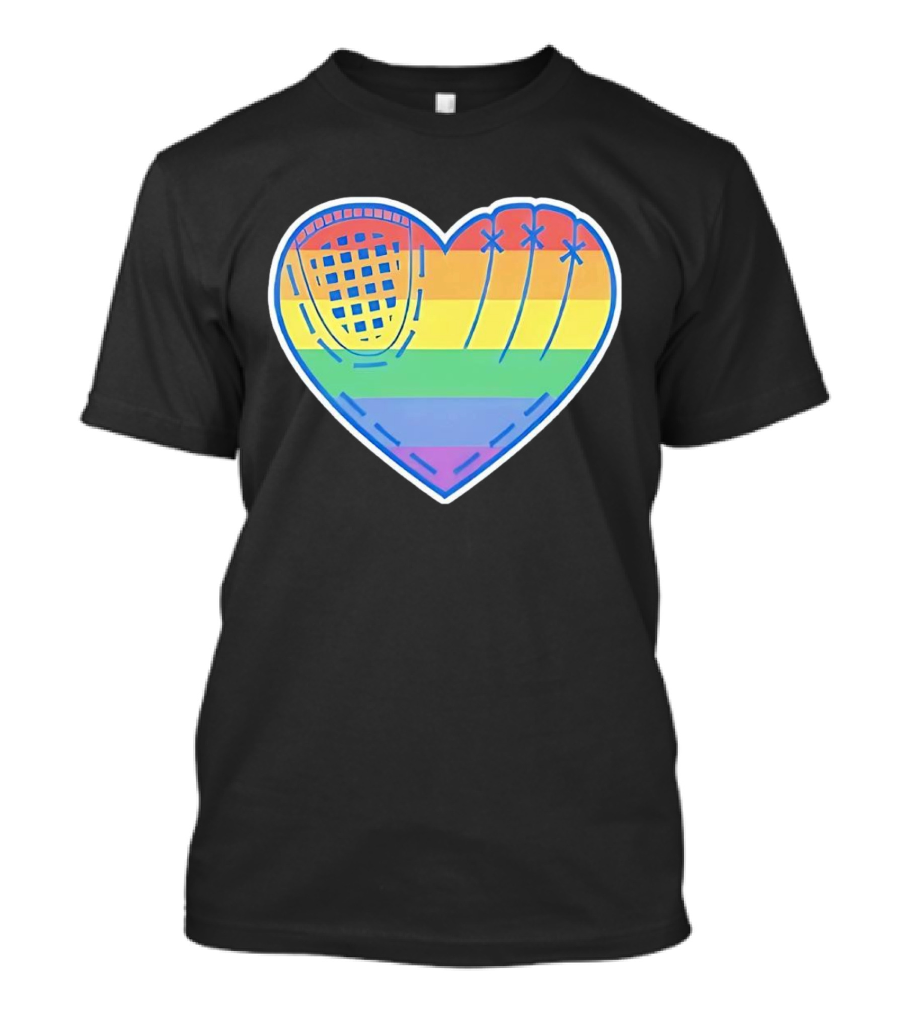 Pride Rainbow Striped Baseball Glove Heart T-Shirt