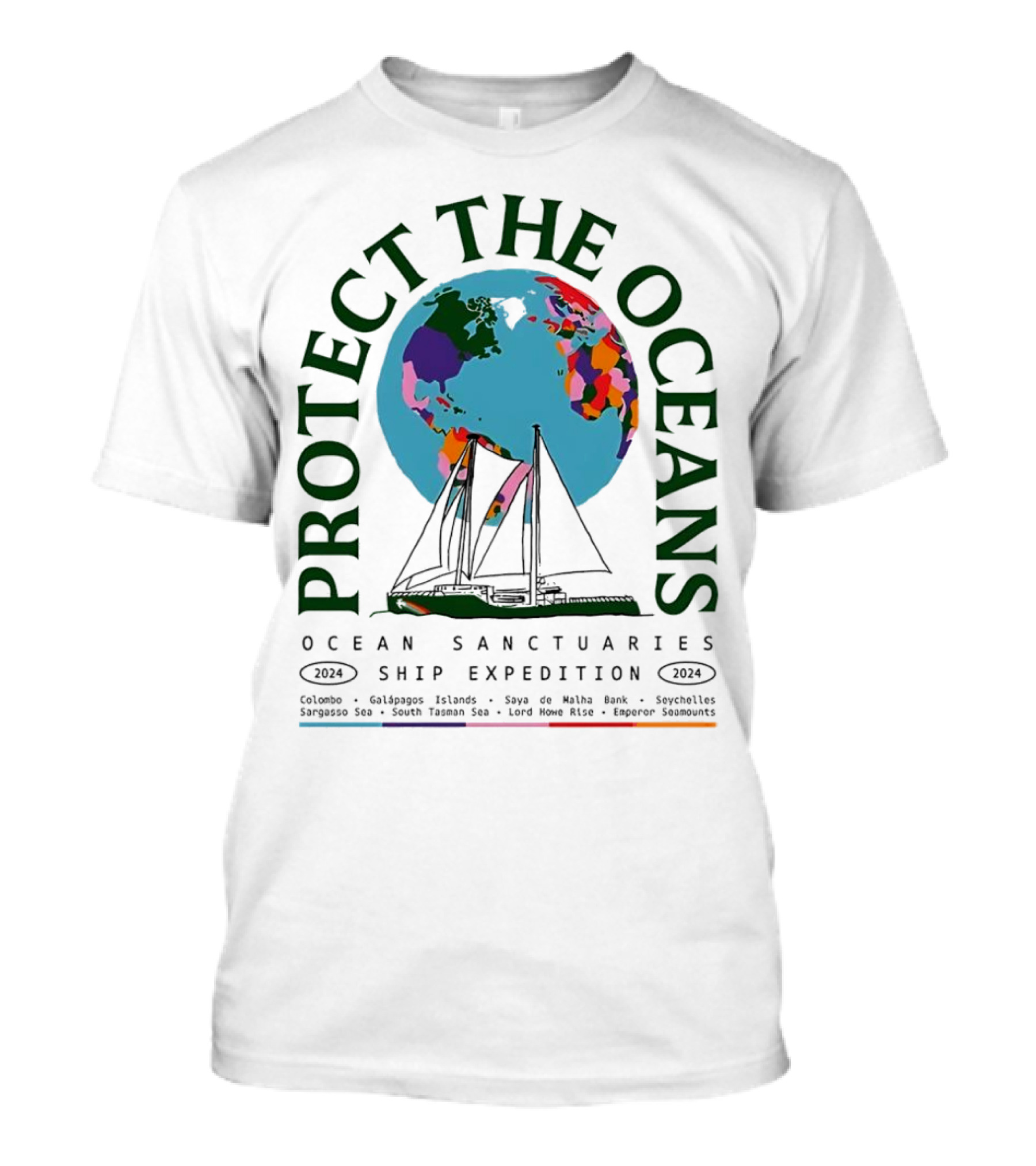 Protect The Oceans Ocean Sanctuaries Ship Expedition 2024 Galápagos Islands Seychelles Sargasso Sea South Tasmans Sea T-Shirt