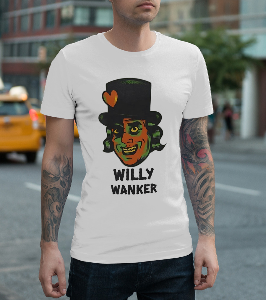 Willy Wanker Orange Heart Character T-Shirt