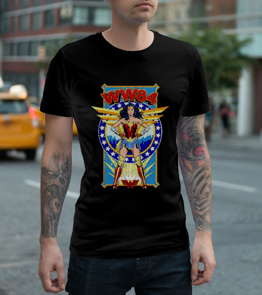 WW84 Wonder Woman Retro Superhero Wings and Stars T-Shirt
