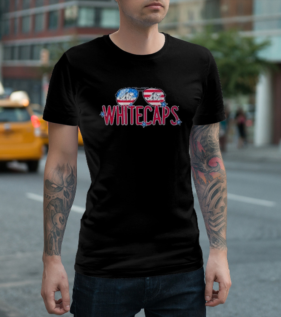 Whitecaps Sunglasses American Flag Stars T-Shirt