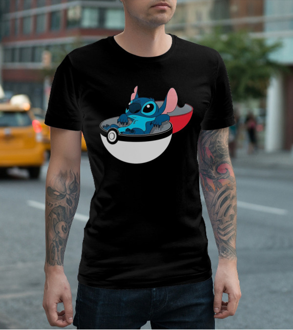The Stitch Relaxing In Poké Ball Fusion Concept T-Shirt