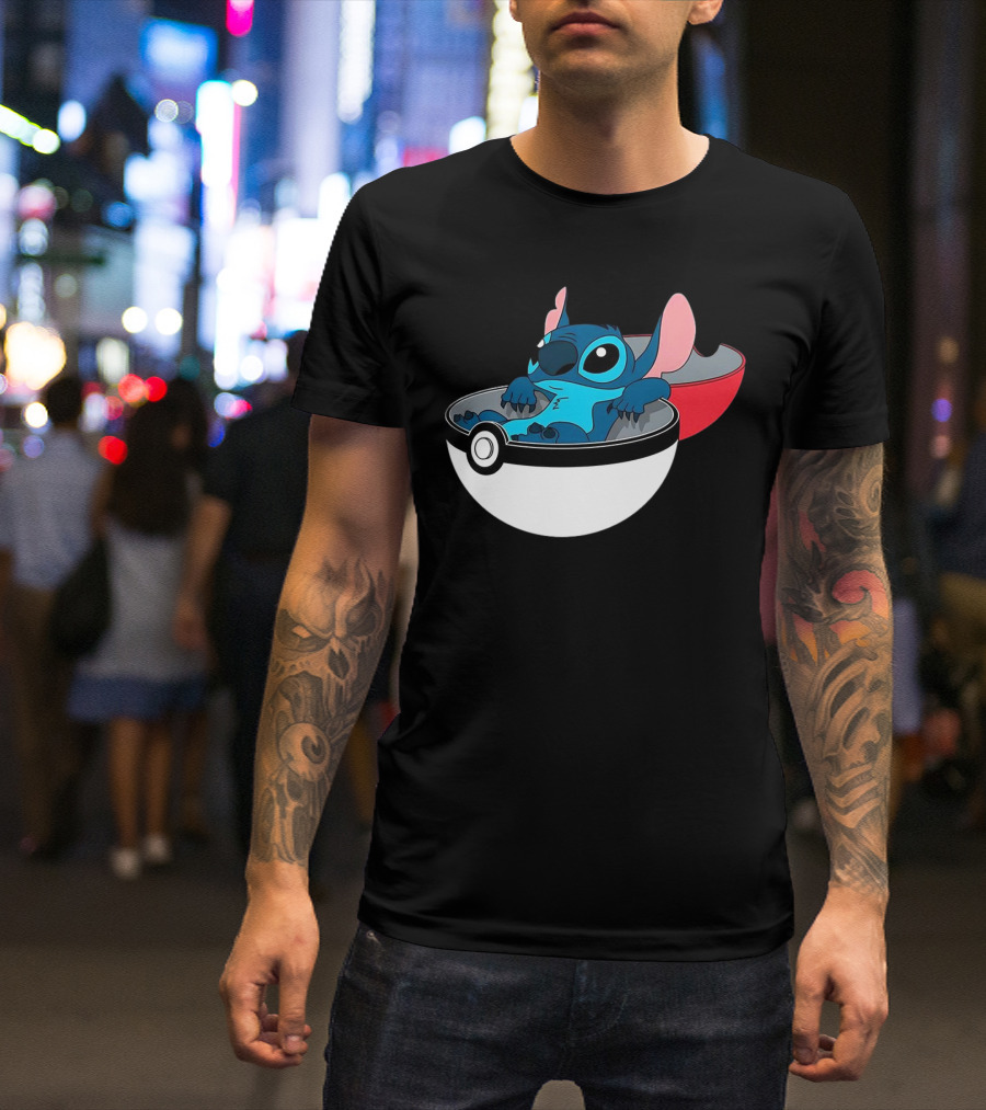 The Stitch Relaxing In Poké Ball Fusion Concept T-Shirt