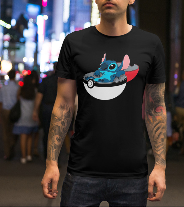 The Stitch Relaxing In Poké Ball Fusion Concept T-Shirt