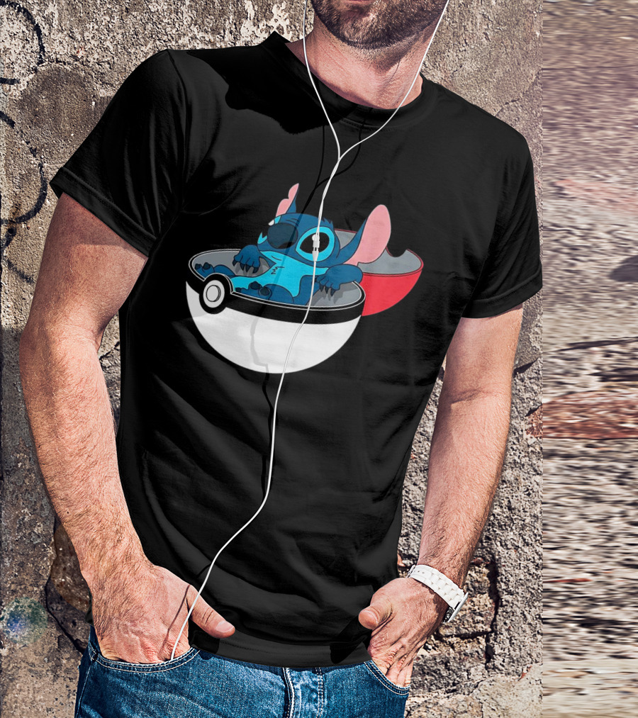 The Stitch Relaxing In Poké Ball Fusion Concept T-Shirt