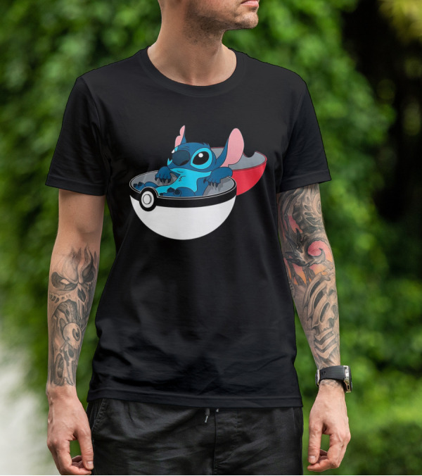 The Stitch Relaxing In Poké Ball Fusion Concept T-Shirt