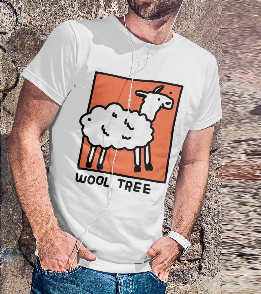Wool Tree Black Sheep Illustration On Orange Background T-Shirt