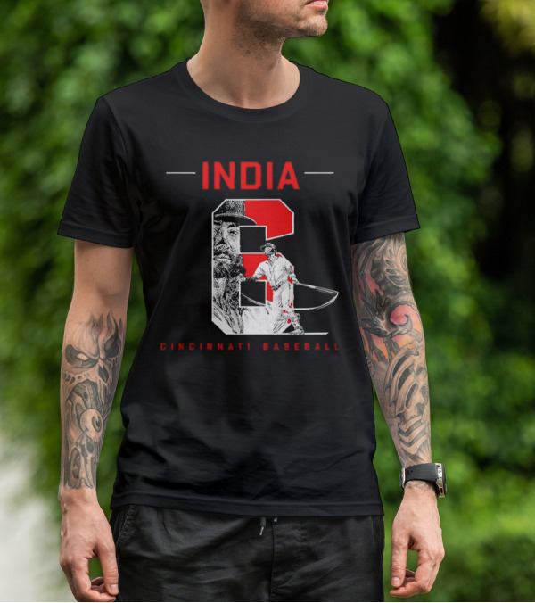 India Cincinnati Baseball Player T-Shirt