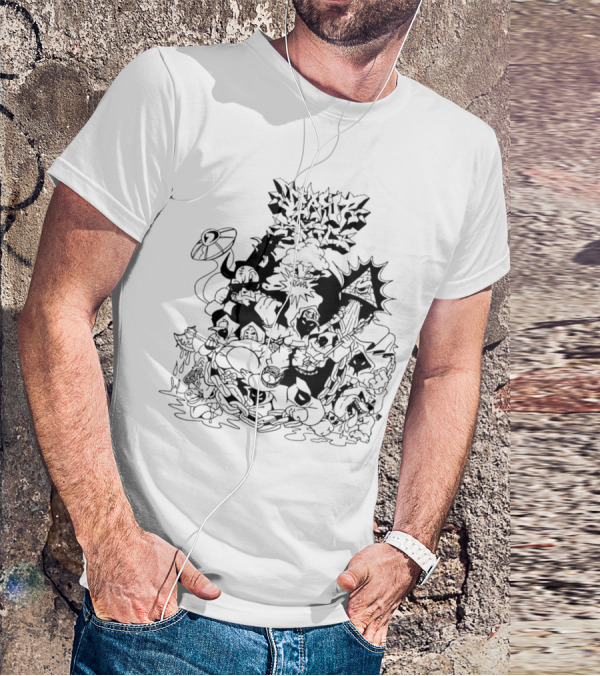 Madness White Cartoon Chaos Board Violence Slam T-Shirt