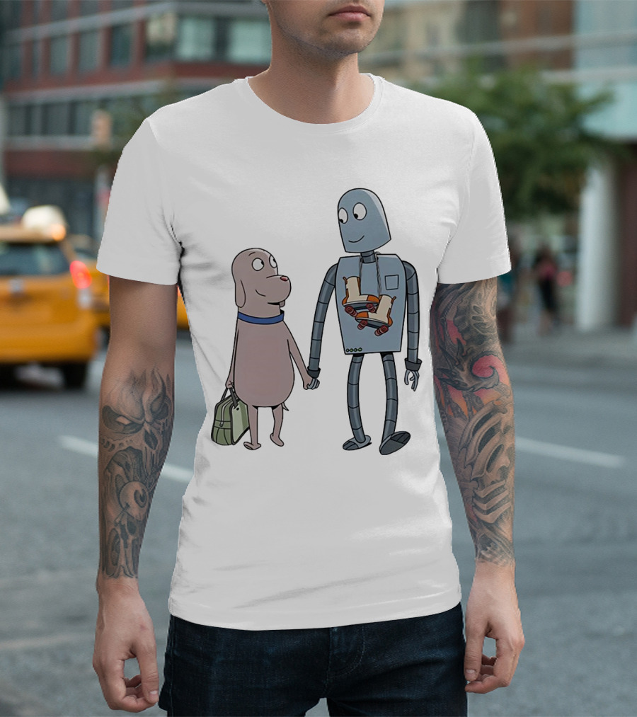 Companionship Adventure: Robot and Dog Journey T-Shirt