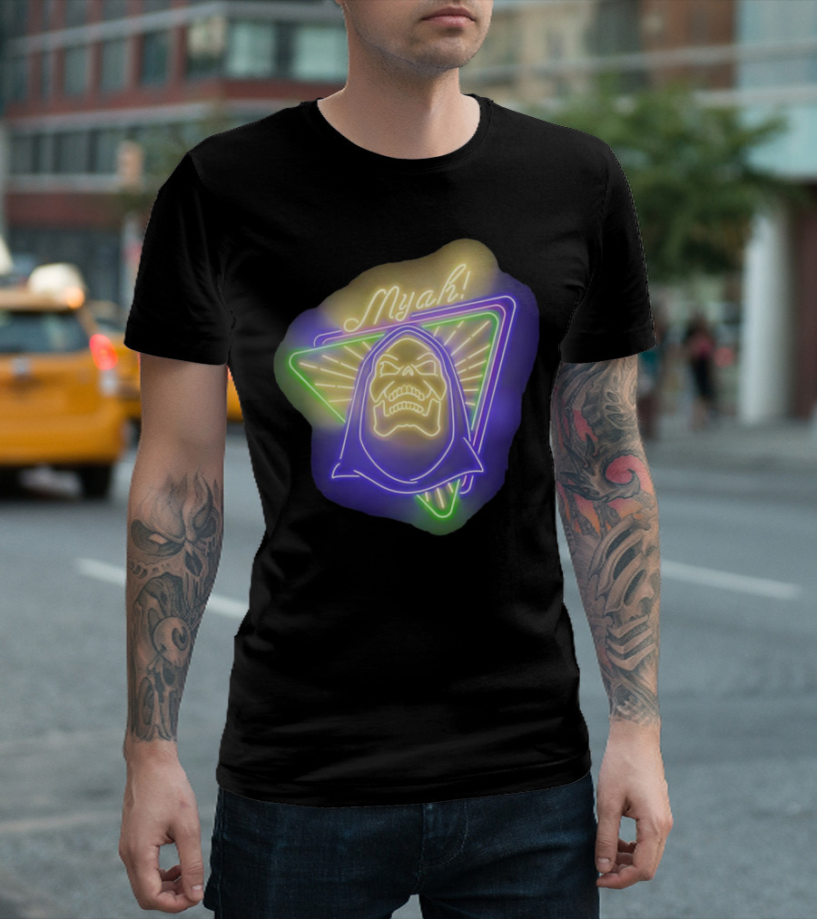 Skeletor Neon Myah Retro 80s Glowing Triangle T-Shirt