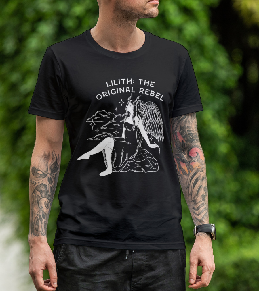 Lilith The Original Rebel Angelic Female Figure With Wings And Horns T-Shirt