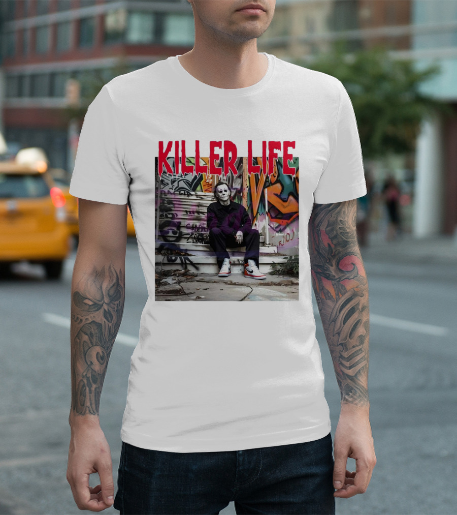Michael Myers Killer Life Halloween Graffiti Steps T-Shirt