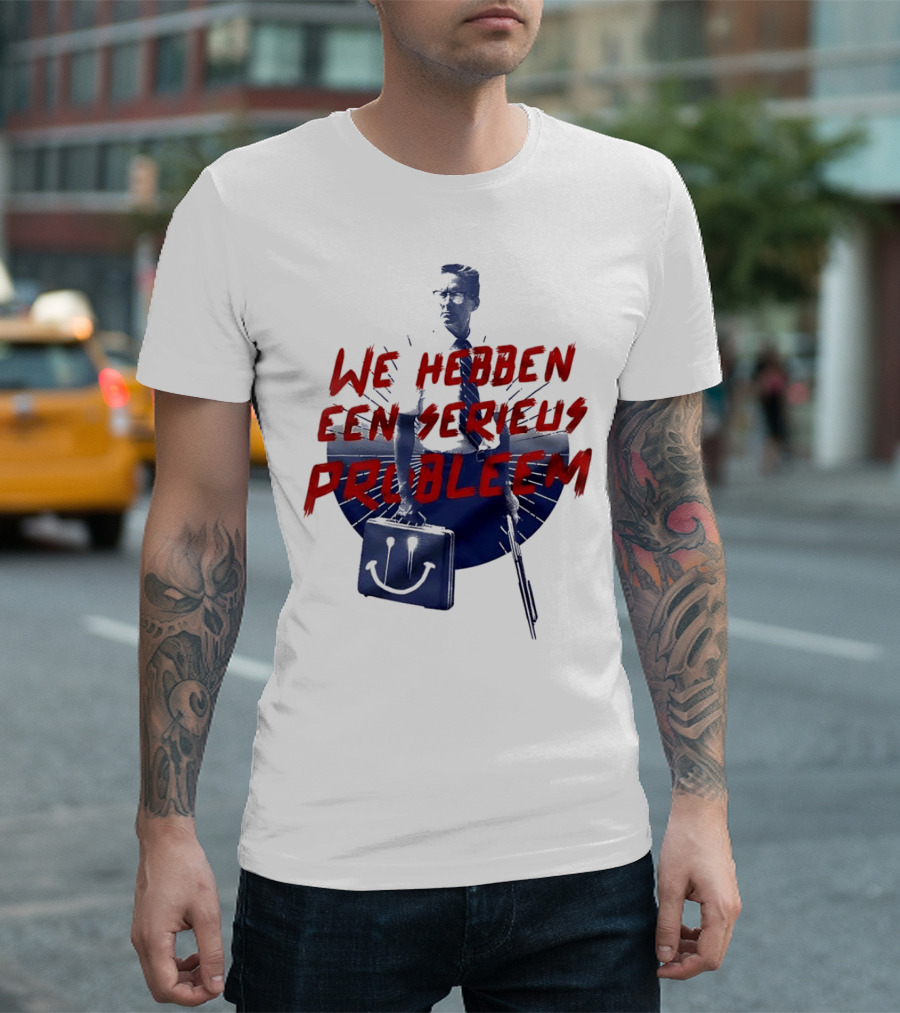 We Hebben een serieus probleem Smiley Bag Man in Shadow T-Shirt