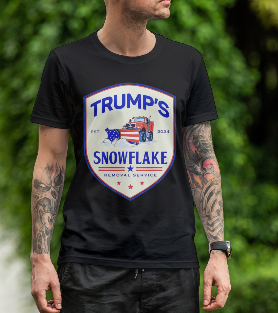 Trump's Snowflake Removal Service Presidential Election 2024 Plow Truck T-Shirt