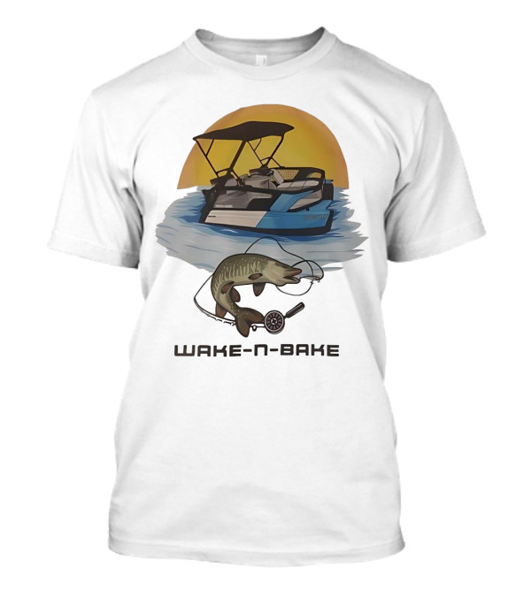 Wake N Bake Fishing Boat Sunrise Catch T-Shirt