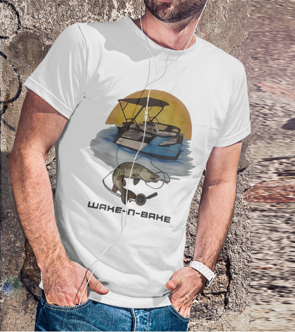Wake N Bake Fishing Boat Sunrise Catch T-Shirt