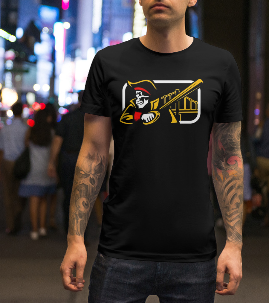Pirates Of The Allegheny Skeleton With Bridge And Baseball Bat T-Shirt