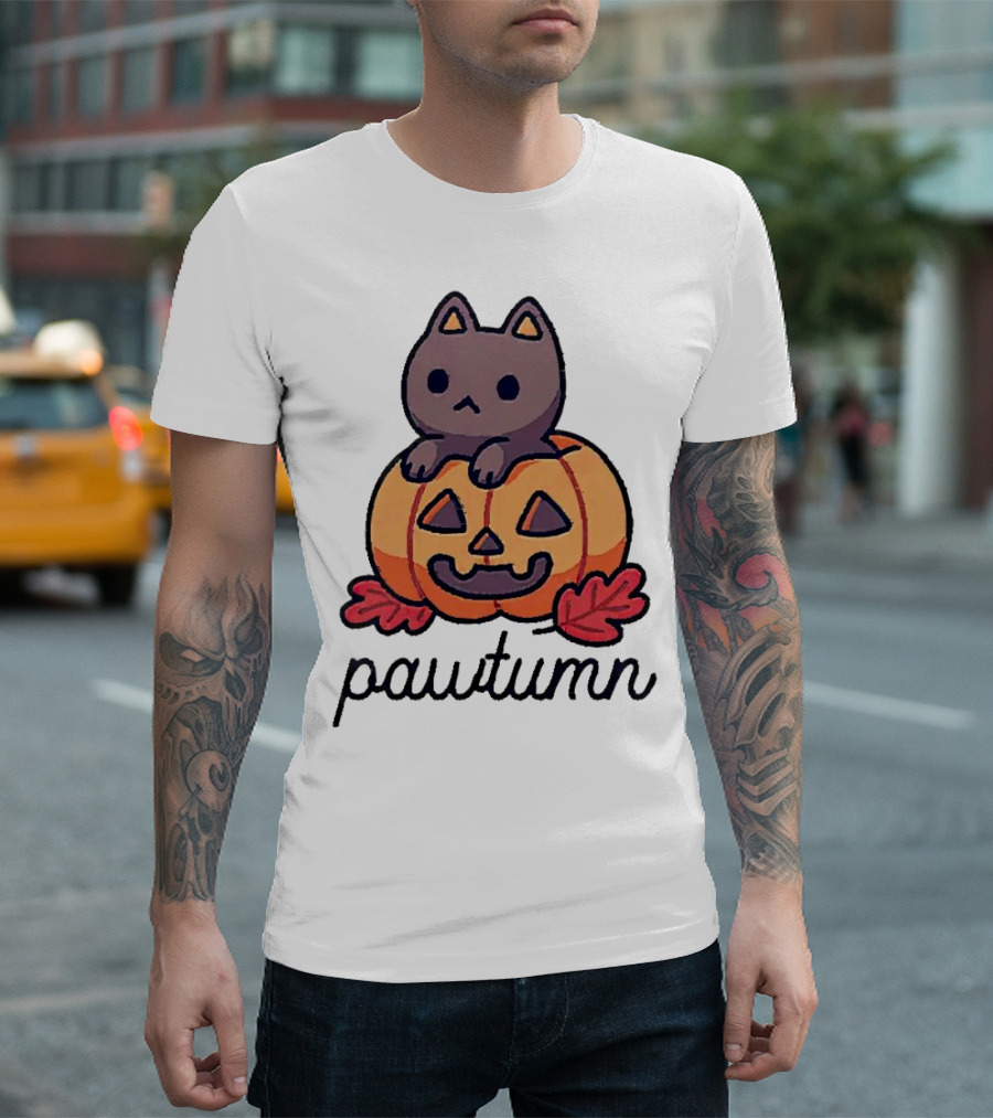 Halloween Cat Pawtumn Pumpkin T-Shirt