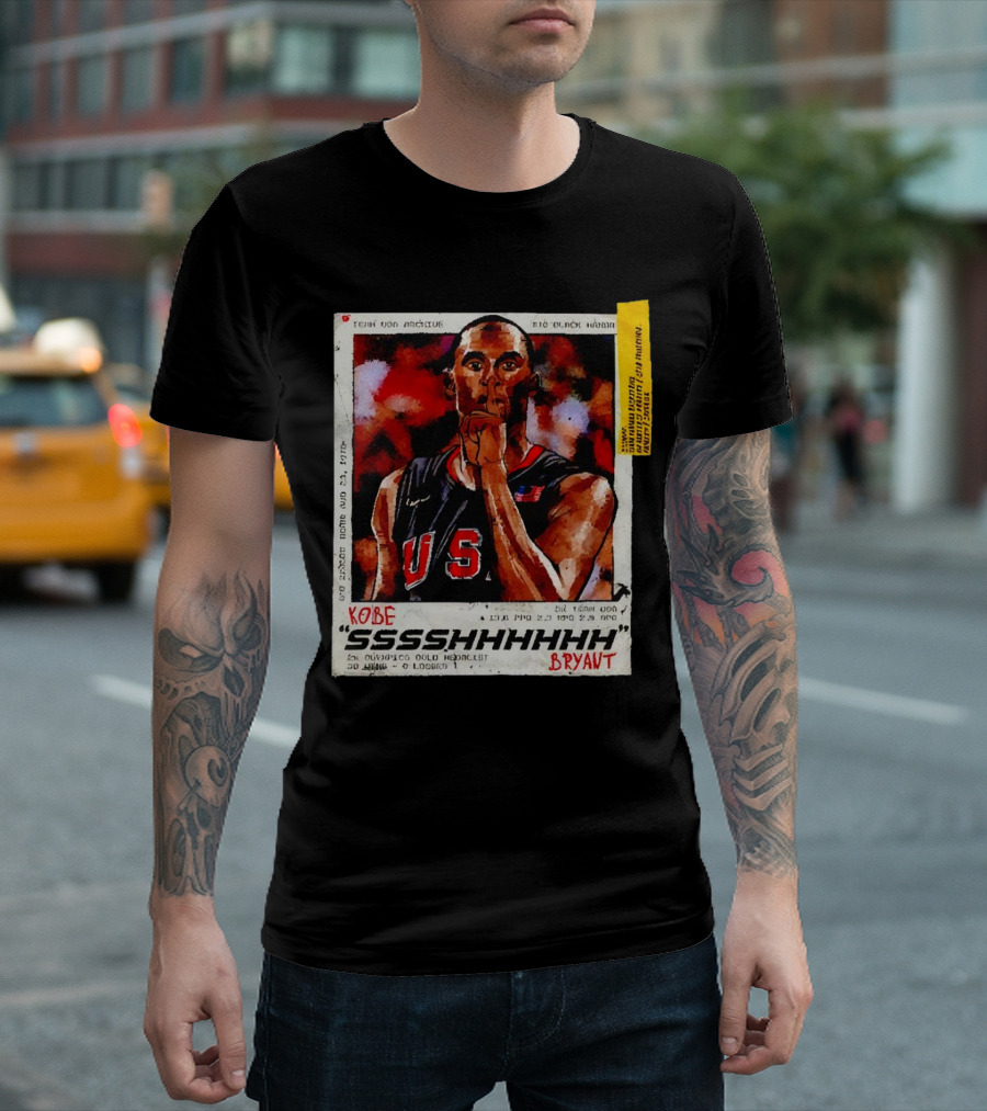 Kobe Bryant USA Basketball SSSSHHHHH Olympics Hand Drawn T-Shirt