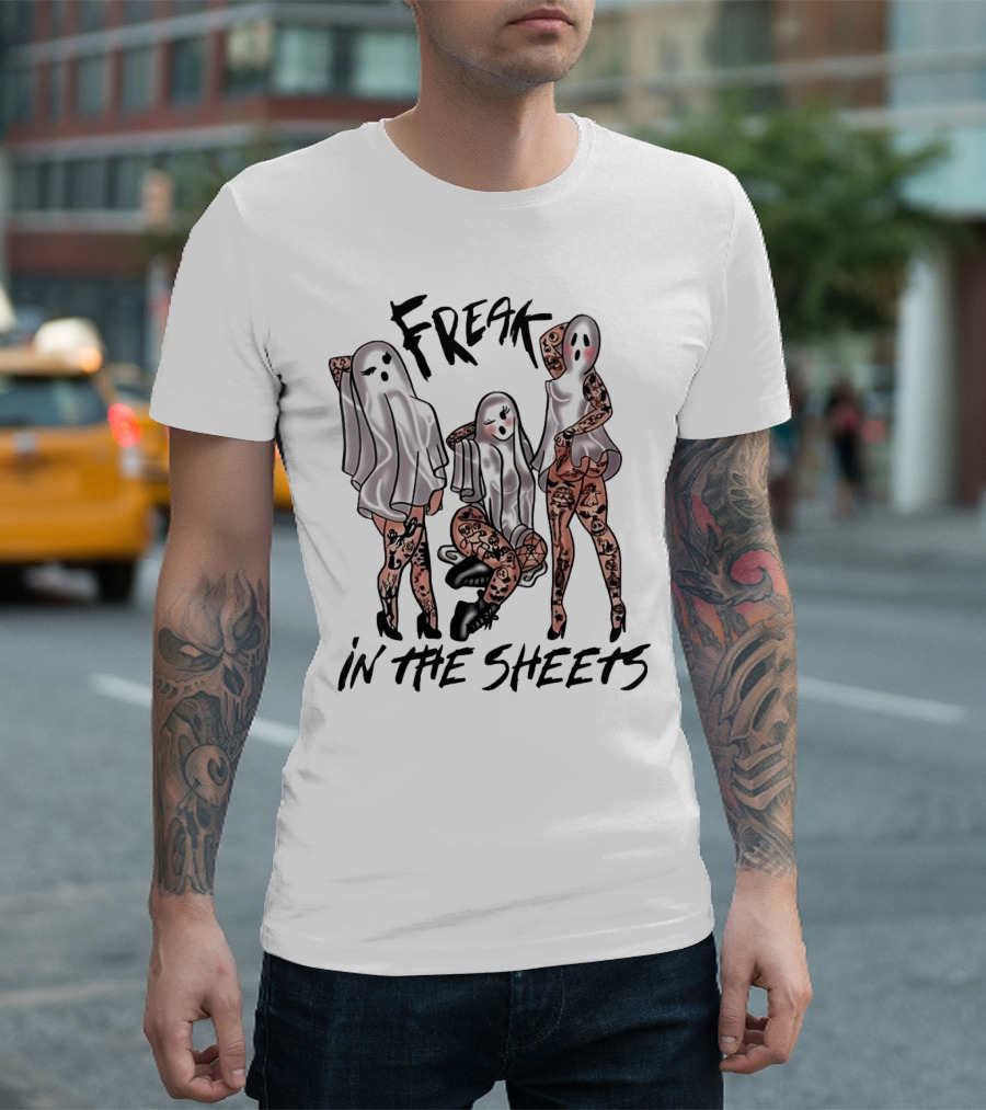 Ghosts Freak In The Sheets Tattooed Spooky T-Shirt