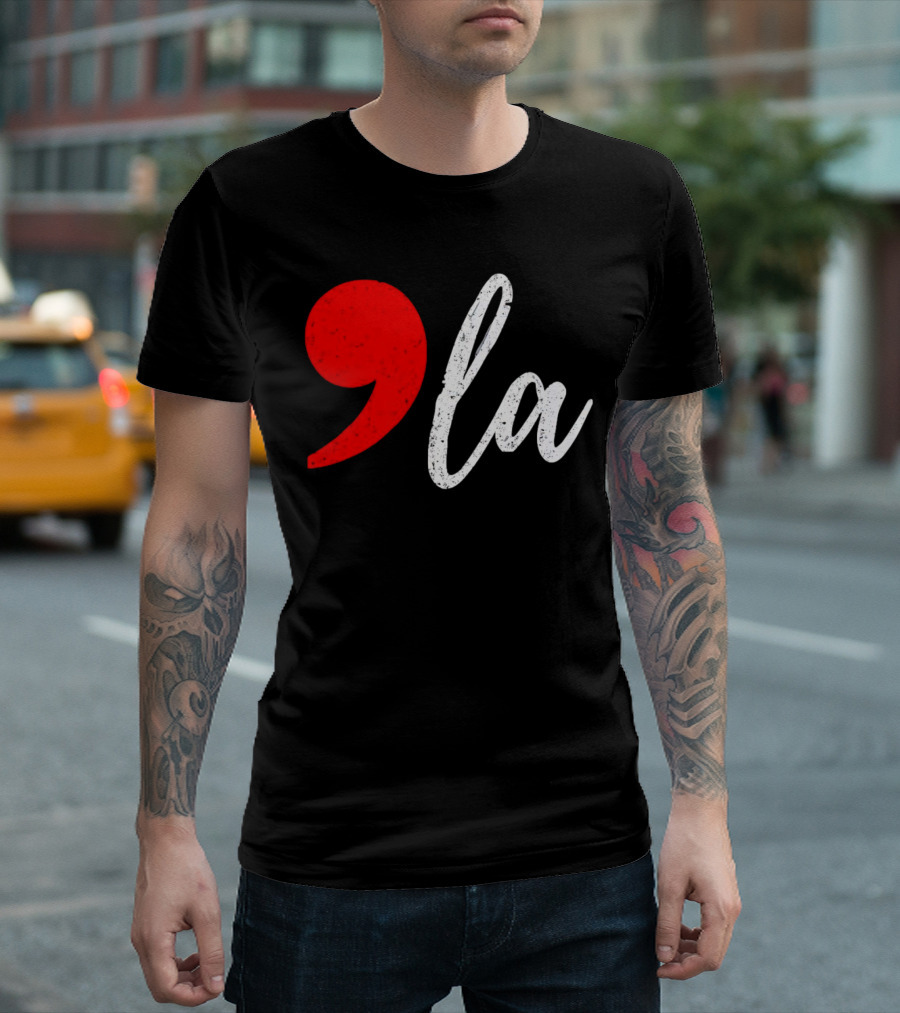 Kamala Harris 2024 President Comma LA Red White Black T-Shirt