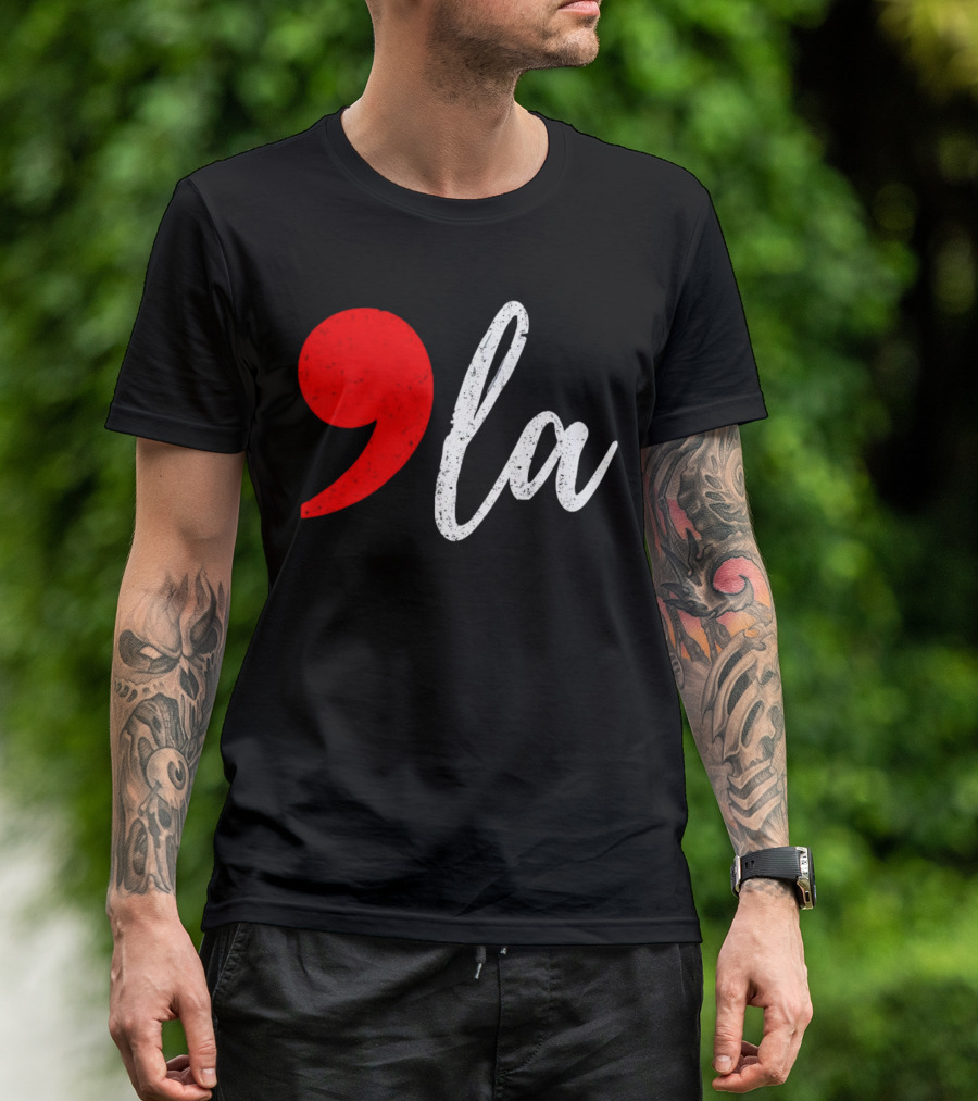 Kamala Harris 2024 President Comma LA Red White Black T-Shirt