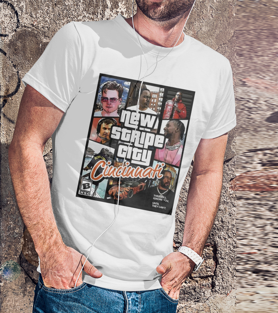 New Stripe City Cincinnati Icons Comic Style NFL T-Shirt
