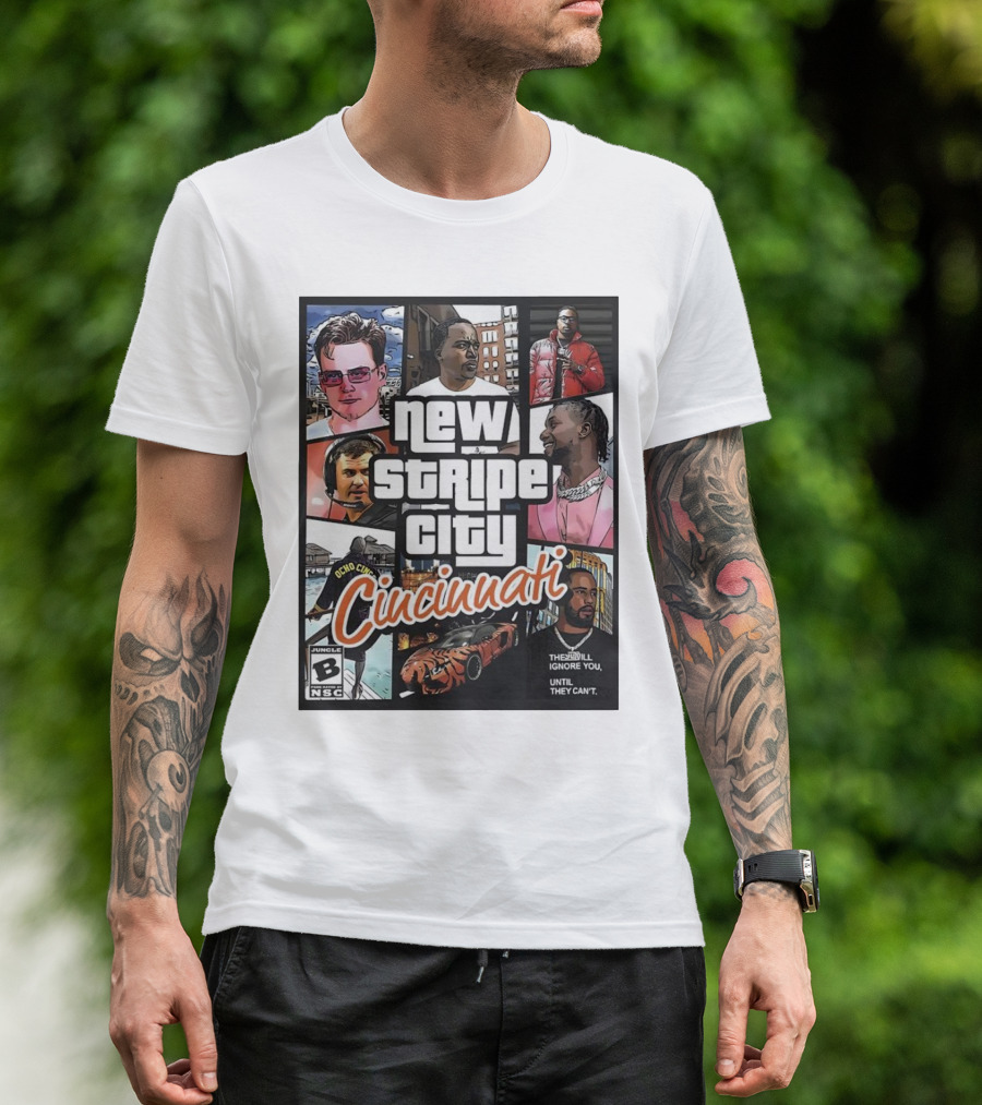 New Stripe City Cincinnati Icons Comic Style NFL T-Shirt