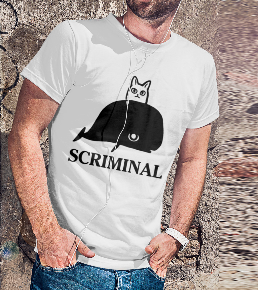 Scriminal Cat On Whale T-Shirt