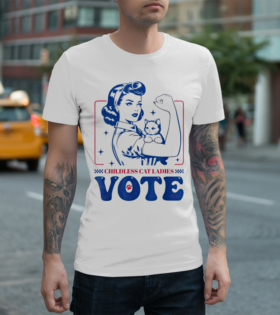 Kamala Harris Women Strong 2024 Childless Cat Ladies Vote T-Shirt