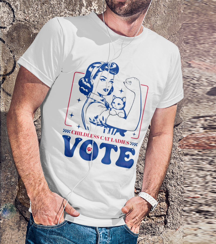 Kamala Harris Women Strong 2024 Childless Cat Ladies Vote T-Shirt