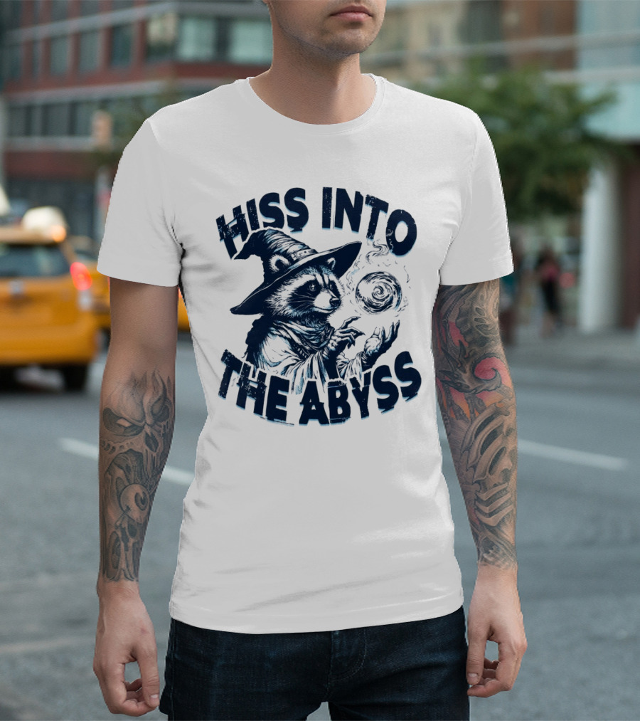 Hiss Into the Abyss Raccoon Witch with Magic Orb T-Shirt