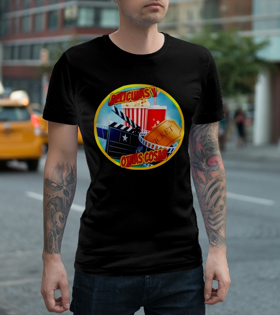 Peliculas Y Otras Cosas Con Claqueta, Palomitas, Ticket, Refresco Y Cine T-Shirt
